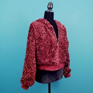 🆕️🌬 FOREVER 21 Retro Hooded Faux Fur Boucle Jacket // (NWT)